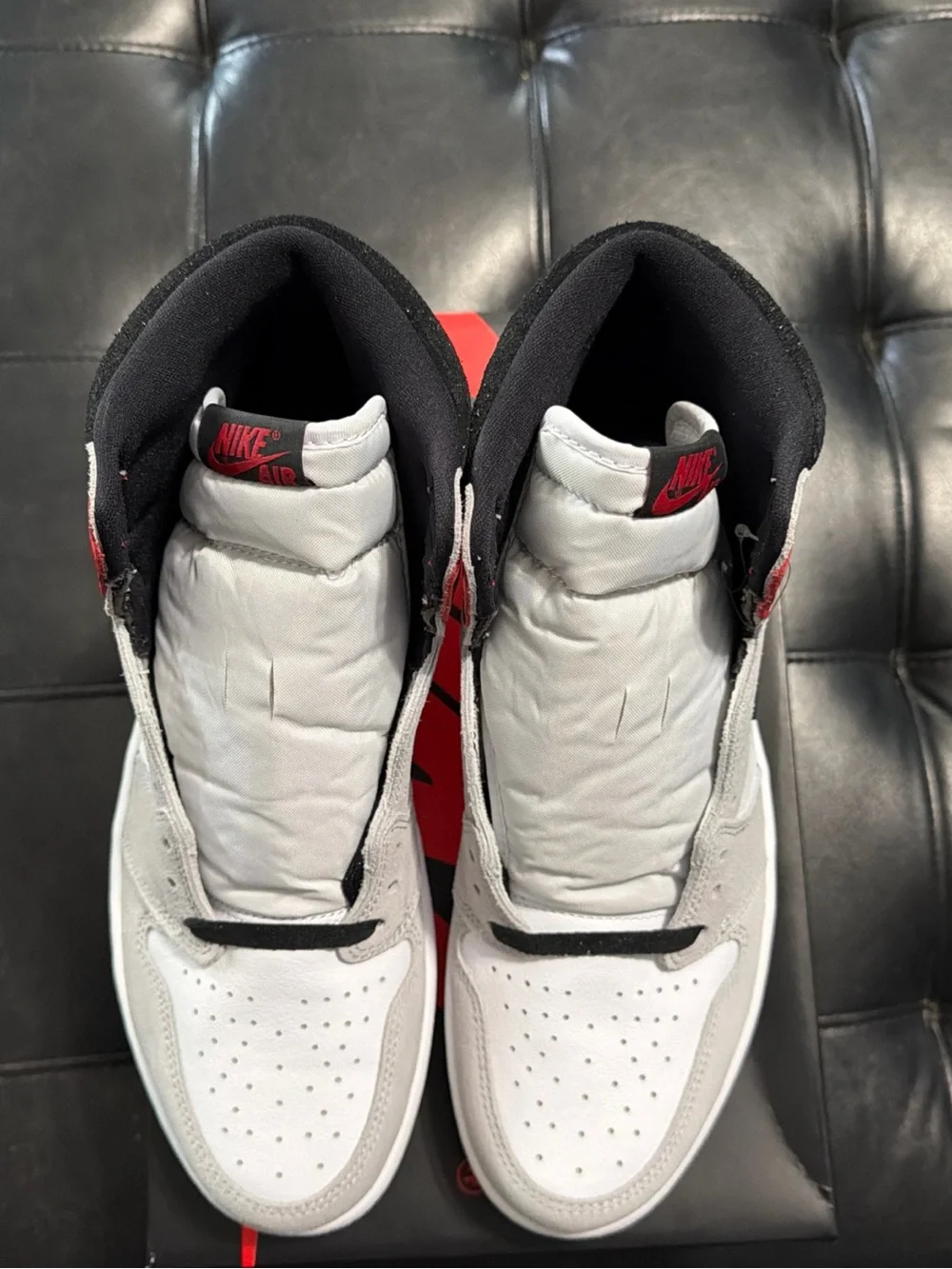 Jordan Men’s High-Top Sneakers — White, Gray & Red